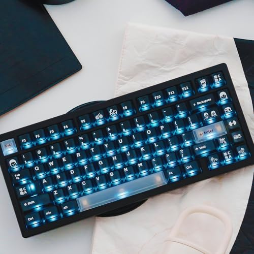 Transparent Black keycaps 60 75 Percent,Custom Backlit Shine Through Keyboard Key caps, Cherry Profile Keycaps for MX Switches Mechanical Keyboard(151 Keys