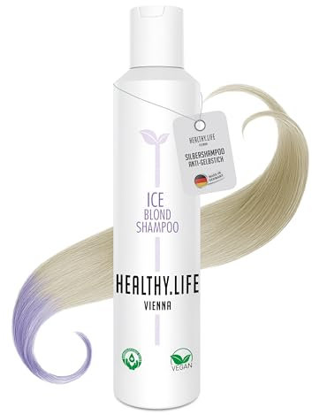 HLV - Anti Gelbstich Shampoo, Silbershampoo - violettes Pigmentshampoo gegen Gelbstich im blondem weißem & grauem Haar - mildes Reinigungsshampoo - Vegan, für alle Haartypen (ICE Blond Shampoo 200ml)