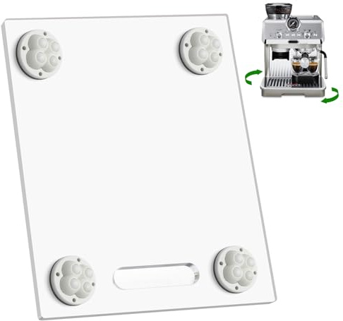 Acryl Gleitbrett für Kaffeemaschine & Küche Gerät | Schwerlast-Unterlage mit Griff + 360° Rollen | Zubehör & Küchenhelfer - Arbeitsplatte Platz sparen(33 * 40)