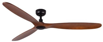 ventyly / ROWIND L/Ventilador de techo negro/nogal sin luz, Ø152 cm/Ultra Silencioso, bajo consumo, 6 Velocidades, Mando a distancia, Verano-Invierno, temporizador