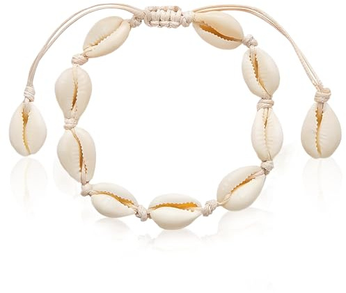 IHLOOTD Bracelet de Cheville Coquillage, Chaînes de Cheville Coquillages de Corde Réglable, Cauris Naturel, Bracelet Bohème, Bijou de Pied été pour Femmes Filles