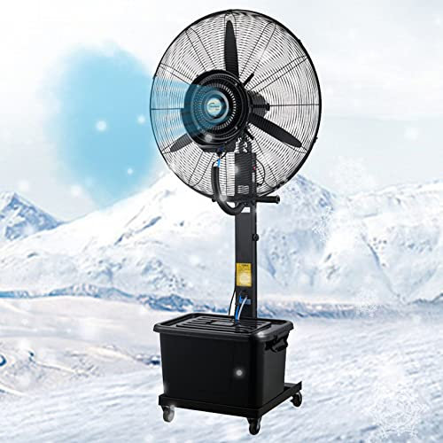 Oscillating Pedestal Fan with Mist, Misting Fans for Outside Patio, Garage, Gym, Workshop - 3 Cooling Speeds, 90° Oscillation, 43L Tank (71cm/28in) (81cm/31.9in)