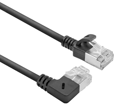 ACT CAT6A LAN Kabel Dünn U/UTP, 90° gewinkelt rechts, 3M - DA2903 | Flexibler Kabel Organizer für Buro und Arbeitsplatz