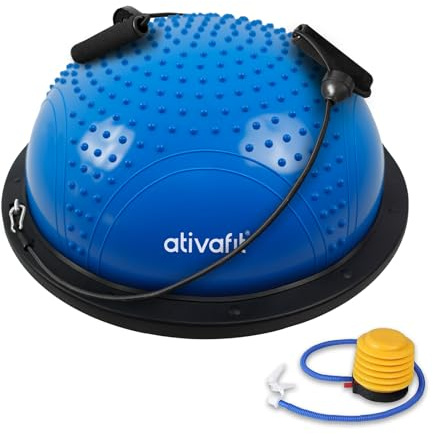 Ativafit Balance Ball Halbkugel Hedgehog Hemisphere Halber Gymnastikball Gleichgewichtsboard for pelvic floor and foot massage Can be Used Both Sides full body training for balance coordination (Blue)