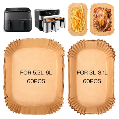120 Stück Backpapier für Heißluftfritteuse Philips 3000/5000 Serie 6L/3L | Passend für Philips Airfryer Dual Basket 3000/5000 Serie 6L/3L sowie Philips NA352/00 und NA550/00
