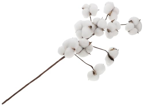 Zerodeko Künstliche Baumwollblumen 10 Köpfe aus Baumwolle im Landhausstil | Handgefertigt, Biegsame Stiele mit Verstellbarer Richtung, Weiß, für Heimdeko und Girlanden