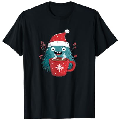 Jolie Tasse de Chocolat Chaud au Look de Noël T-Shirt