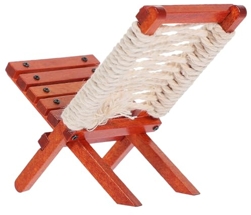 Abaodam Miniatur Klappstuhl Holz Outdoor Lounge Stuhl mit Rückenlehne Platzsparend für Puppenhaus Deko