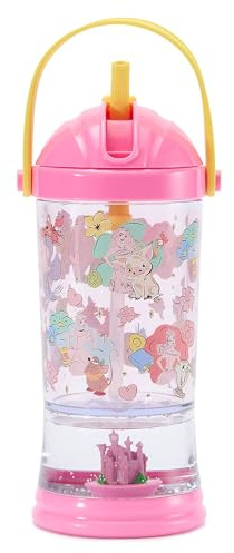 Disney Store Official Bicchiere con Cannuccia Principesse Disney, 310 ml | Bicchiere per bimbi delle Principesse Disney: base con glitter, cannuccia a scatto, tappo a vite e tracolla. Età 4+.