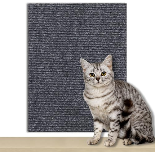 Självhäftande kattklösmatta, 100 cm x 40 cm, repskydd, soffa, gör-det-själv, skrapbräda för katter, väggmatta, skydd för katter, grå (grå 1)
