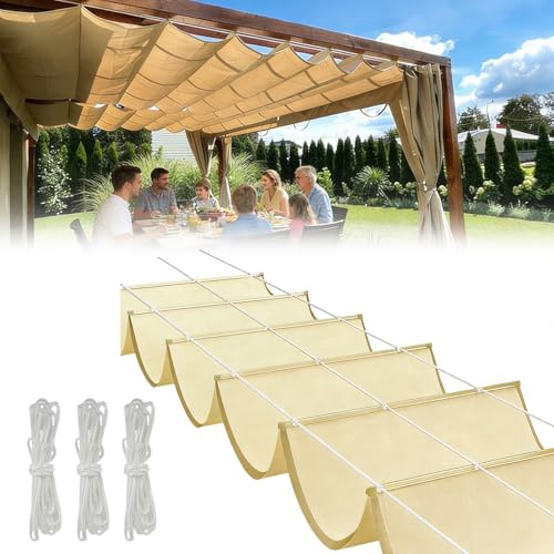 Toldo retráctil de onda 1 x 3 m, 95 % de protección UV y resistente al agua, toldo enrollable de poliéster 420D, protección solar para terraza, jardín, balcón y pérgola (caqui)