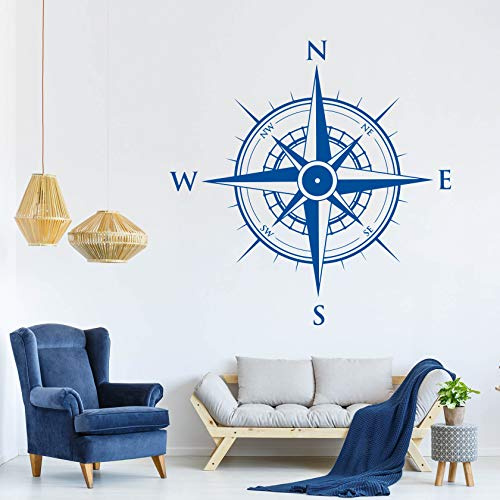 KOMPASS Aufkleber Wandtattoo Wandaufkleber Sticker (60 (B) x 60 (H) cm, Blau)