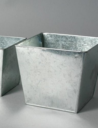 Shophaus24 3 Viereck Blumentopf Metall Übertöpfe verzinkt. Höhe 14cm. 3 Stück