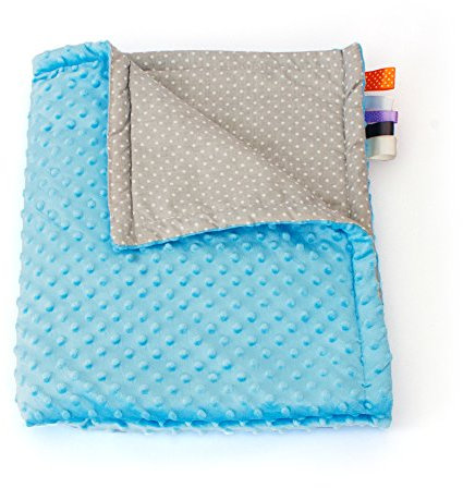 1buy3 Minky Babydecke gefüttert |Plüschdecke |Krabbeldecke |Kuscheldecke 75 x 100 cm (58. Babyblau + Punkte)