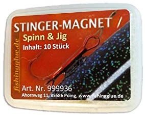 fishingglue.de Stinger Magnet Spinn & Jig 10er-Pack; für Verklebung mit dem Gummifischkleber am Gummiköder zum Raubfischangeln