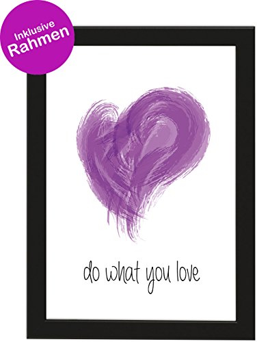 PICSonPAPER Poster DIN A4 DO What You Love, gerahmt mit schwarzem Bilderrahmen, Geschenk, Geschenkidee, Geburtstagsgeschenk, Poster mit Rahmen (do What)