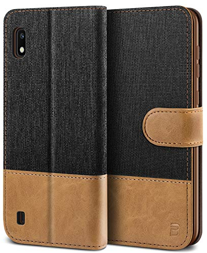 BEZ® Coque pour Samsung A10, Etui pour Samsung Galaxy A10 Housse en Cuir de Protection, Portefeuille en Cuir Polyuréthane, Crochet, Pochette pour Monnaie, Fermeture Magnétique, Noir