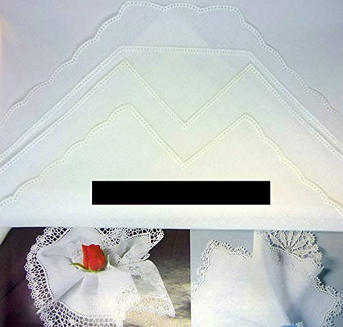 Nähstübl 4 Stück Taschentücher zum umhäkeln mit Ecke ca. 25x25 cm weiß