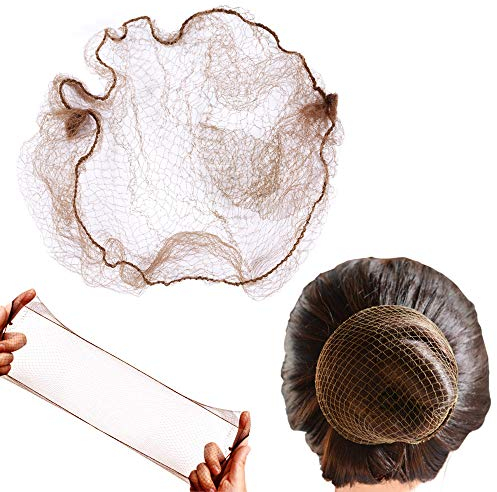 50 Stück Nylon Haarnetz Dutt Unsichtbare Mesh Haarnetze Bun für Balletttanz und Haarfixierung (Hellbraun)