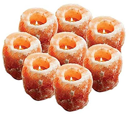 Aromasenses.- 8 Portavelas de Sal del Himalaya 700g-1 kg - Porta Velas 100% Natural - Hecho a Mano - Decoración - Relajación - Meditación (8 und)