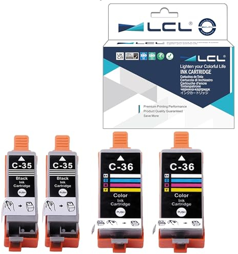 LCL Kompatibel Tintenpatrone PGI-35 PGI35 CLI-36 CLI36 (2 Schwarz 2 Farbe) Ersatz für Canon PIXMA IP100B PIXMA IP100 PIXMA IP110 PIXMA mini260 PIXMA mini320/TR150