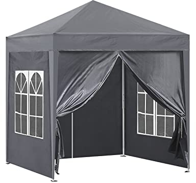 CLIPOP Tonnelle de Jardin 3 x 3 m Tente Pavillon avec 4 Panneaux latéraux et Sac de Transport, Protection du Soleil UV 50+ Tonnelle Pliante pour Mariage, Camping, Plage