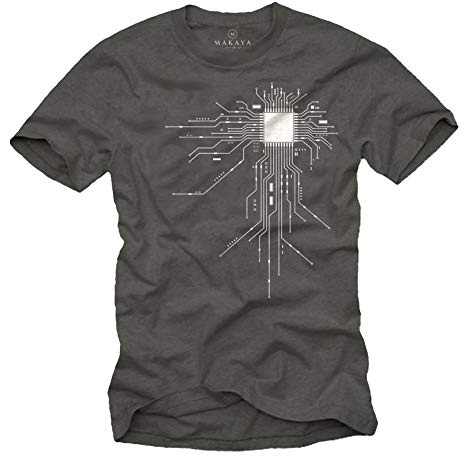 MAKAYA Coole Nerd T-Shirts CPU Dunkelgrau Größe XXXXXL