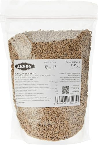 AKSOY Nuts Sunflower Seed Kernels Raw (No Shell) 1100gr | Delicious Antioxidant Rich Snack | Source of Protein, Fiber, Essential Vitamins & Minerals | Vegan (Packaging may vary)