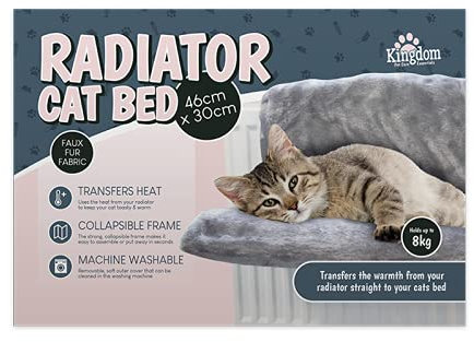 Gem Imports Faux Fur Cat Radiator BedCollapsible Warm Cosy Pet Hanging BedComfortable Washable Fleece Cover - Ideal For Cats Kitten Dogs Puppies, Grey