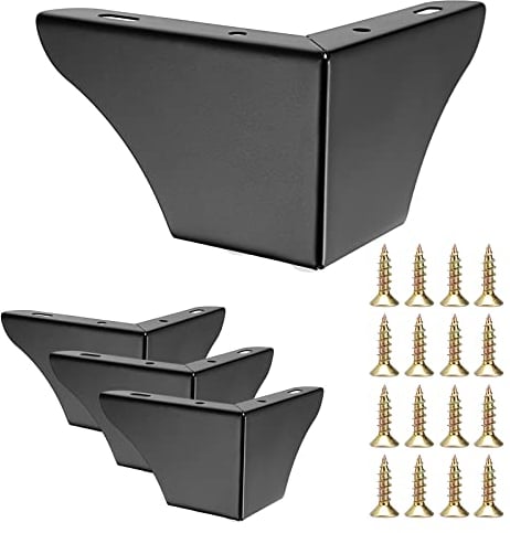 SUMNACON 4 Stück 8cm Möbelfüße aus Stahl Schrankfüße Beine für Stühle Tisch Schrank TV-Schränke Schubladen Sofa Mit Schrauben Möbelbeine Einfachen Montage Dreieck(Schwarz)
