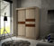 ALTDECOR Kleiderschrank mit Lacobel-Schiebetüren, kugelgelagerte Führungsschienen und Aluminium- Leisten - ARRI - 150 cm Sonome Eiche/Lacobel Schokolade