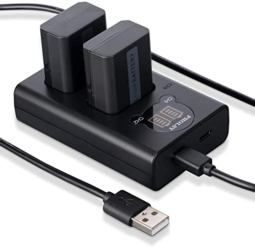 PHOLSY NP-FW50 akku x2 1100mAh & NP-FW50 ladegerät Kompatibel mit Sony ZV-E10 a7SM2 a7S a7RM2 a7M2 a7 a6500 a6400 a6300 a6100 a6000 a5100 a5000 a3500 NEX7 NEX6 NEX5 a55 a37 a35 RX10M4 RX10M3