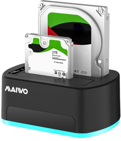 MAIWO Station d'accueil RGB SATA vers USB 3.0 pour disque dur avec clone hors ligne pour disques durs et SSD 2,5 et 3,5 pouces, prise en charge UASP, noir