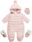 amropi Bambino Tute da Neve Inverno Pagliaccetto con Cappuccio Neonato Body Overall Jumpsuit Rosa,18-24 Mesi