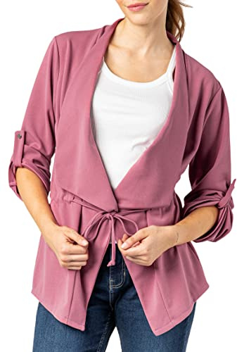 Sublevel Damen Blazer zum Binden Lässig Dark-Rose M