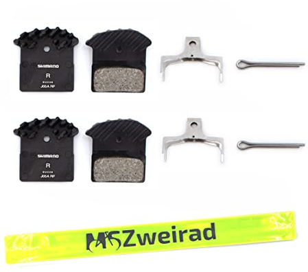 2er Set Shimano Scheibenbremsbeläge J05A-RF mit Kühlrippen inkl Reflexband Nachfolger J03A