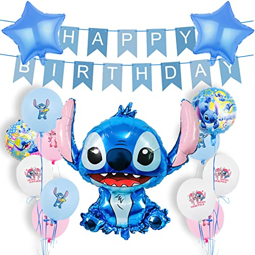 Kindergeburtstag Deko Luftballons, 15Pcs Geburtstagsdeko Heliumballon, Party Supplies Set, Geburtstagsbanner, Folienballon, Latexballon für Kinder Geburtstag Ballons (Blau)