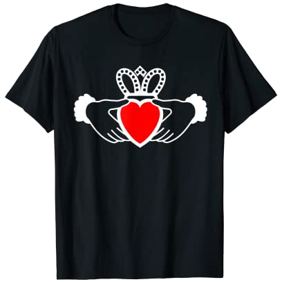 Irish Claddagh-Ring-T-Shirt mit rotem Herz, Valentinstag T-Shirt