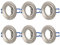 URing 6er Einbaustrahler GU10 Set Aluminium Nickel, Einbaustrahler Rahmen Einbaurahmen Spot Einbauspots inkl GU10 Fassung für LED Halogen, Rund Decken Einbauleuchten Lochdurchmesser 60-70mm, 230V