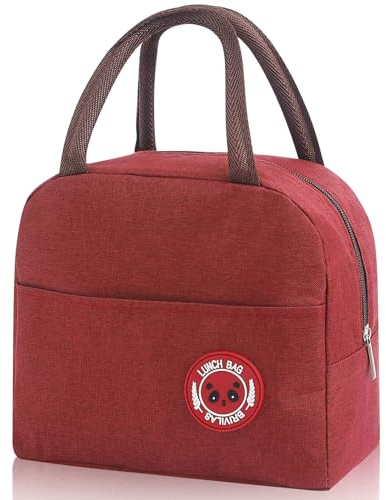 TIECHI Insulated Lunch Bag Adults for Work, Thermal Lunch Tote Bags, Cool Bag Water-Resistant Thermal Leak-Proof Lunch Box Bag for School, Picnic, Outdoor(Wine Red)