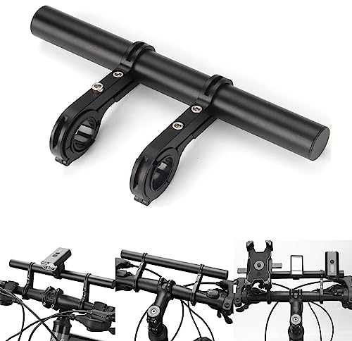 NINGVIHE Bike Handlebar Extender,Aluminum Alloy Handlebar Extensions Double Bike Handlebar Bracket For Bike Mounts,Extender Bars, Headlights,Light Lamp,Phone Mount (20cm)