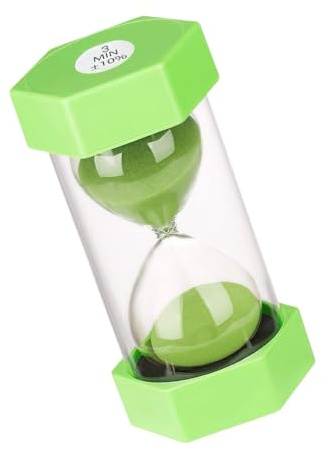 3 Minute Hourglass Timer Green Visual Sand Timer 6.5 * 13 cm Home Decor | Sand Clock Time Management Tool for Kitchen Cooking Classroom Student Study Tooth Brushing Shower Gym Office Present Giving