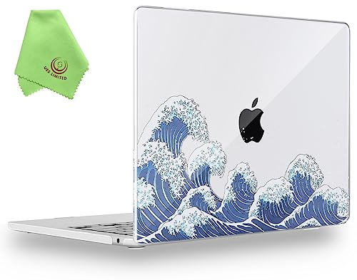 UESWILL Case for 2023-2026 MacBook Air 15 inch M5 M4 M3 M2, Ocean Waves | Printed Pattern Vibrant HD Printing Fade-Resistant Make It Personal, Includes Hard Shell Case + Microfiber Cloth