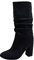 Monocolore Flock Pieghettato Stivali Alto Tacco Medio Stivali Alto Uomo, Nero , 41 EU