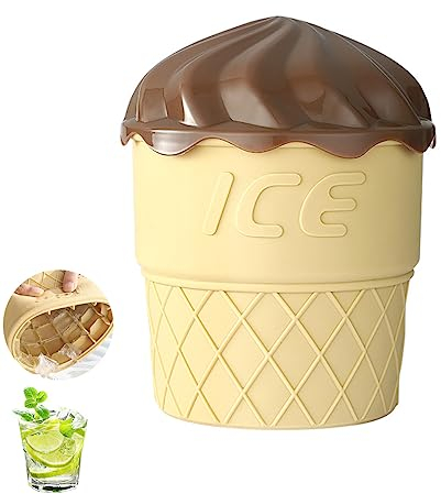 LANMOU Silicone Ice Cube Maker Bucket Ice Cream Shaped Ice Cube Moulds Reusable Mini Bottled Beverage Cooler and Storage Bucket with Lid, Easy Release for for Party, Travel, Picnic