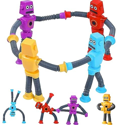 Limpskys 4 juguetes robot con ventosa, juguetes para niños de 3 a 5 a 7 años, productos sensoriales para autismo, juguetes sensoriales para niños con autismo