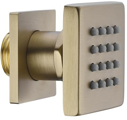 Weirun Quadratische Hochdruck-Dusche, Körperspray, Massage-Dusche, Spa-Strahl-Set, feste Sprühvorrichtung, Wandhalterung, gebürstetes Gold