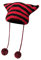 Cat Ear Crochet Beanie Hat Vintage Knit Cap Y2K Style Striped Cap with Devil Horn Grunge Slouchy Beanie Women Fox Hat, Schwarz/Red, M-L