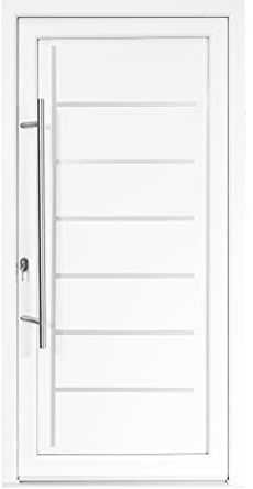 SN Deco - Bastion Kunststoff Haustür Zeta mit E-Öffner & Marken-Stoßgriff 1000x2000 mm (weiß auf beiden Seiten|Öffnung innen links)