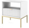 BETTSO - Nova S-54 - Nachttisch - Beistelltisch - Schubladenschrank - Nachtschrank - mit hohen Metallbeinen - Geriffelt - Schlafzimmer - Modern, Glamour - Weiß - mit goldenen Griffen